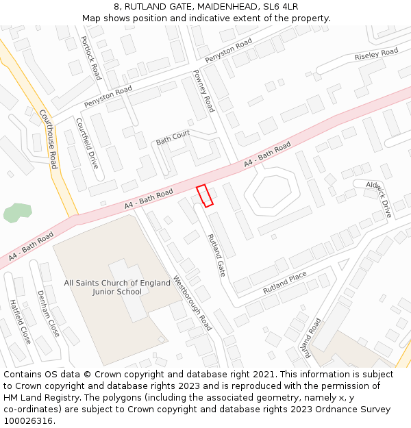 8, RUTLAND GATE, MAIDENHEAD, SL6 4LR: Location map and indicative extent of plot