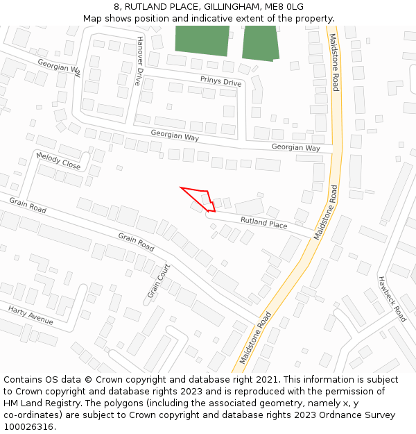 8, RUTLAND PLACE, GILLINGHAM, ME8 0LG: Location map and indicative extent of plot