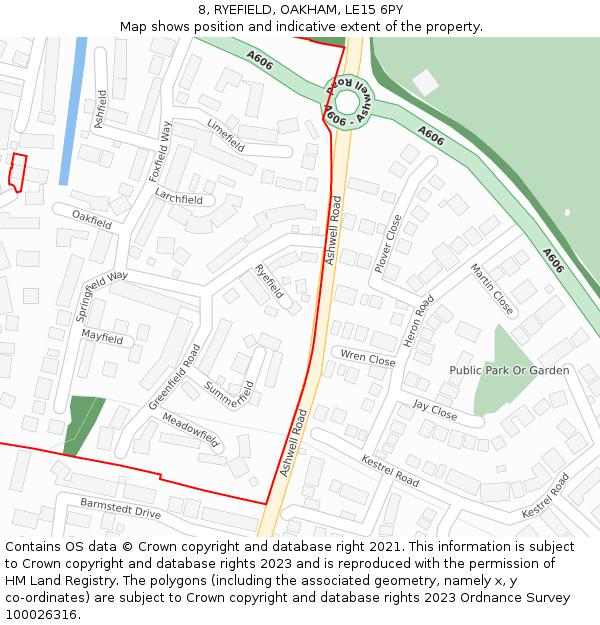 8, RYEFIELD, OAKHAM, LE15 6PY: Location map and indicative extent of plot