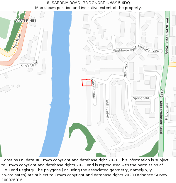 8, SABRINA ROAD, BRIDGNORTH, WV15 6DQ: Location map and indicative extent of plot