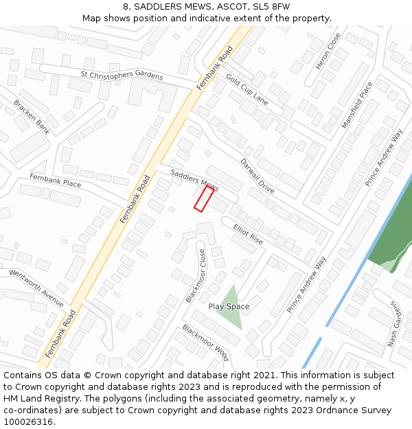 8, SADDLERS MEWS, ASCOT, SL5 8FW: Location map and indicative extent of plot