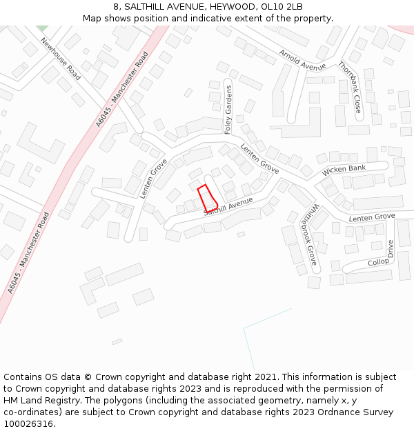 8, SALTHILL AVENUE, HEYWOOD, OL10 2LB: Location map and indicative extent of plot
