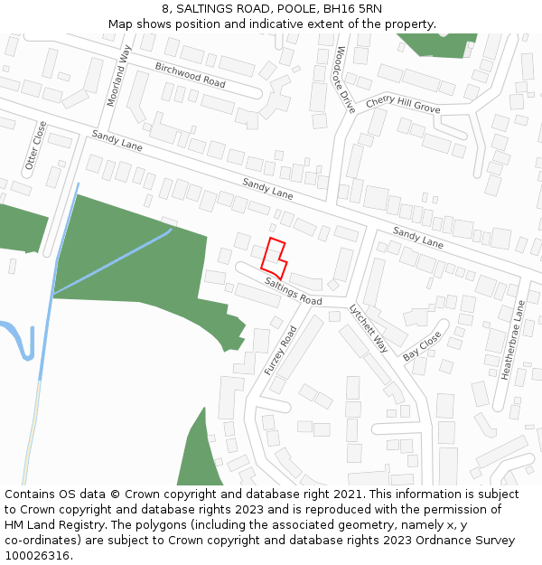 8, SALTINGS ROAD, POOLE, BH16 5RN: Location map and indicative extent of plot