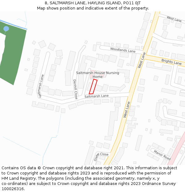 8, SALTMARSH LANE, HAYLING ISLAND, PO11 0JT: Location map and indicative extent of plot