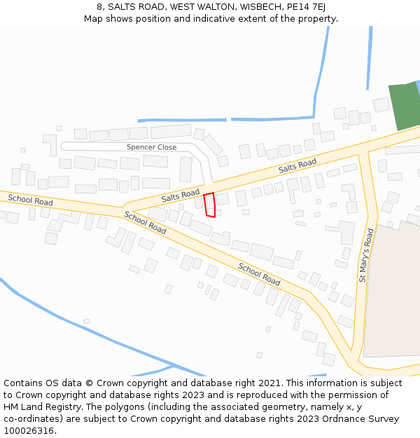 8, SALTS ROAD, WEST WALTON, WISBECH, PE14 7EJ: Location map and indicative extent of plot