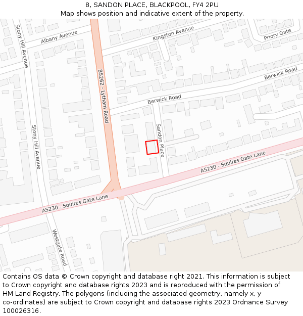 8, SANDON PLACE, BLACKPOOL, FY4 2PU: Location map and indicative extent of plot