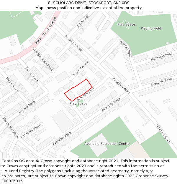 8, SCHOLARS DRIVE, STOCKPORT, SK3 0BS: Location map and indicative extent of plot