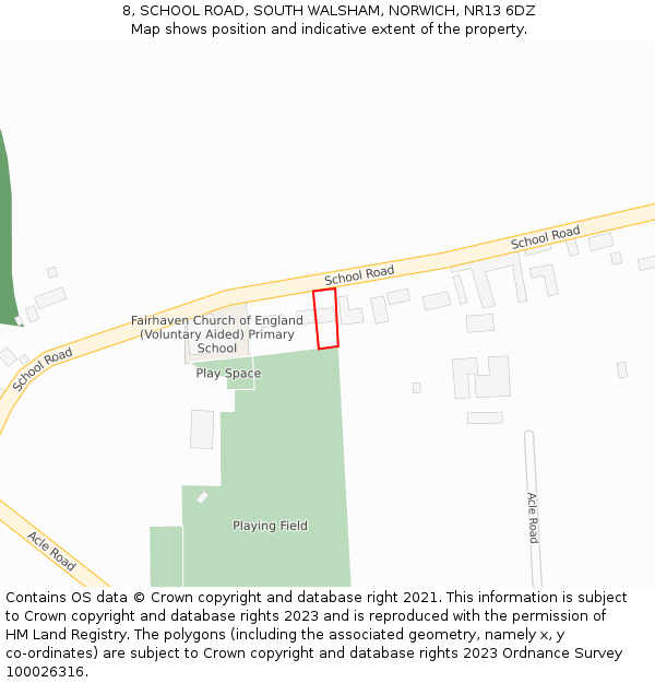 8, SCHOOL ROAD, SOUTH WALSHAM, NORWICH, NR13 6DZ: Location map and indicative extent of plot