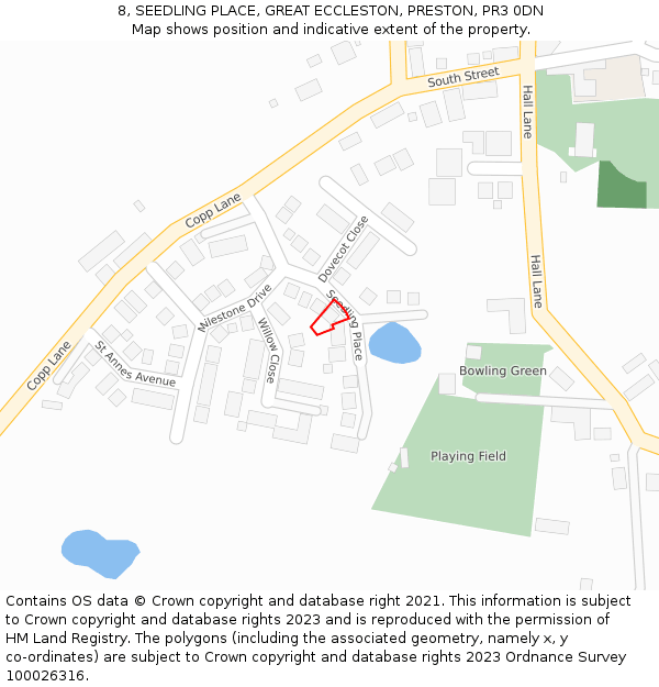 8, SEEDLING PLACE, GREAT ECCLESTON, PRESTON, PR3 0DN: Location map and indicative extent of plot