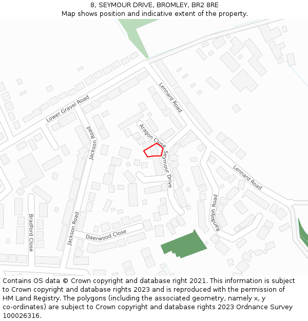 8, SEYMOUR DRIVE, BROMLEY, BR2 8RE: Location map and indicative extent of plot