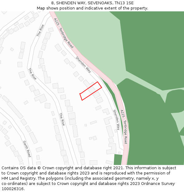 8, SHENDEN WAY, SEVENOAKS, TN13 1SE: Location map and indicative extent of plot