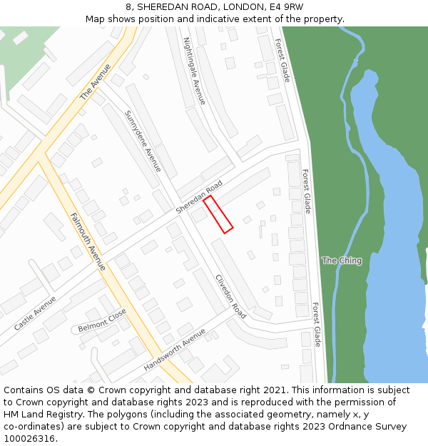 8, SHEREDAN ROAD, LONDON, E4 9RW: Location map and indicative extent of plot