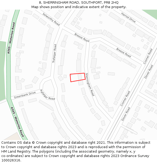 8, SHERRINGHAM ROAD, SOUTHPORT, PR8 2HQ: Location map and indicative extent of plot