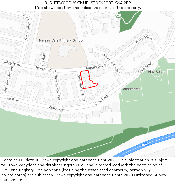 8, SHERWOOD AVENUE, STOCKPORT, SK4 2BP: Location map and indicative extent of plot