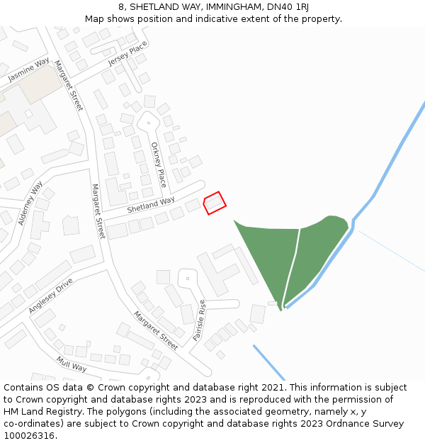 8, SHETLAND WAY, IMMINGHAM, DN40 1RJ: Location map and indicative extent of plot