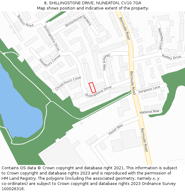 8, SHILLINGSTONE DRIVE, NUNEATON, CV10 7GA: Location map and indicative extent of plot