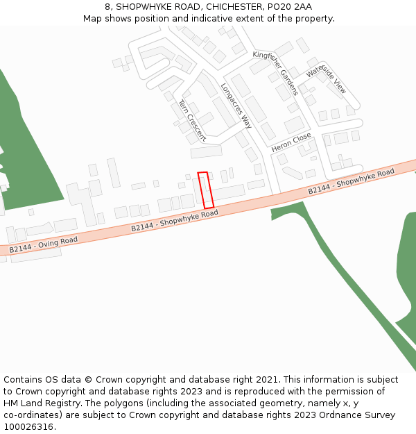 8, SHOPWHYKE ROAD, CHICHESTER, PO20 2AA: Location map and indicative extent of plot