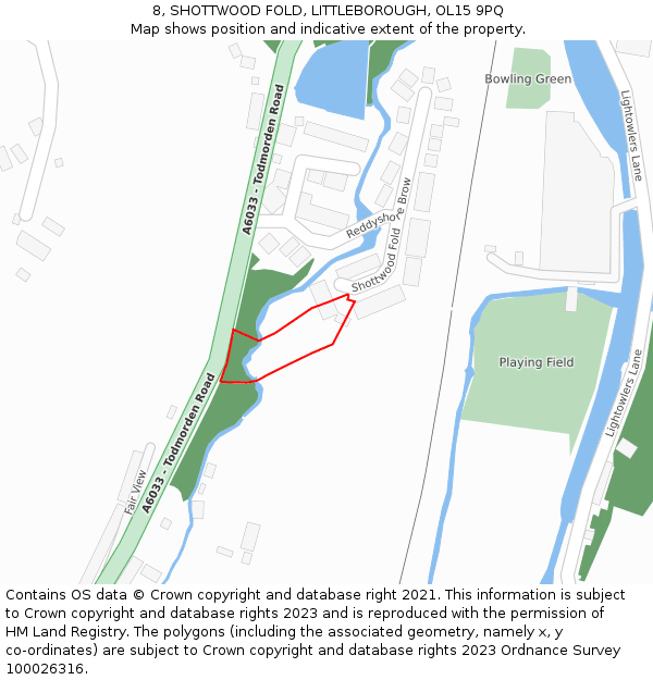 8, SHOTTWOOD FOLD, LITTLEBOROUGH, OL15 9PQ: Location map and indicative extent of plot