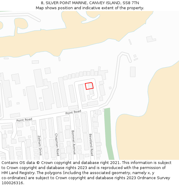 8, SILVER POINT MARINE, CANVEY ISLAND, SS8 7TN: Location map and indicative extent of plot