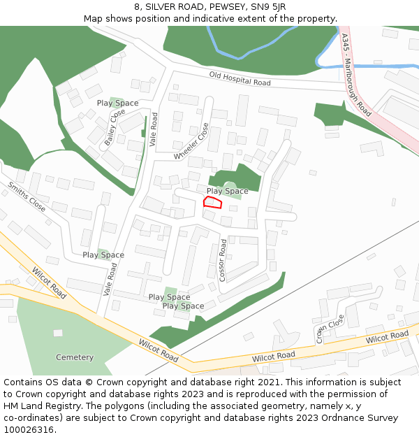 8, SILVER ROAD, PEWSEY, SN9 5JR: Location map and indicative extent of plot