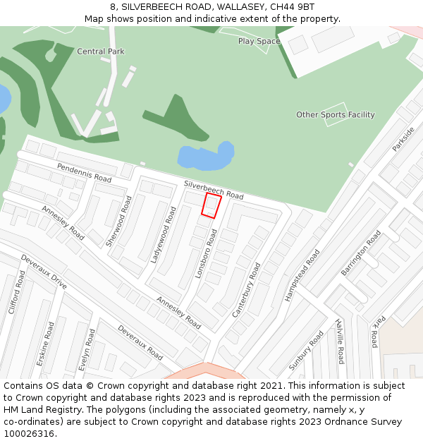 8, SILVERBEECH ROAD, WALLASEY, CH44 9BT: Location map and indicative extent of plot