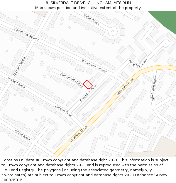 8, SILVERDALE DRIVE, GILLINGHAM, ME8 9HN: Location map and indicative extent of plot