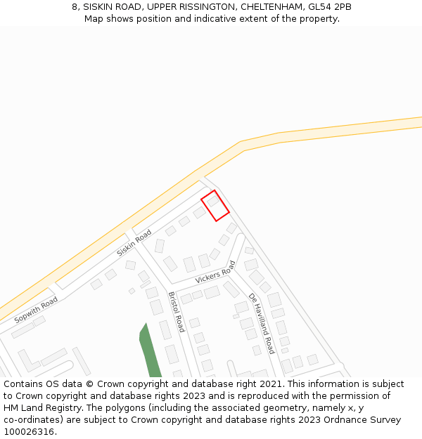 8, SISKIN ROAD, UPPER RISSINGTON, CHELTENHAM, GL54 2PB: Location map and indicative extent of plot
