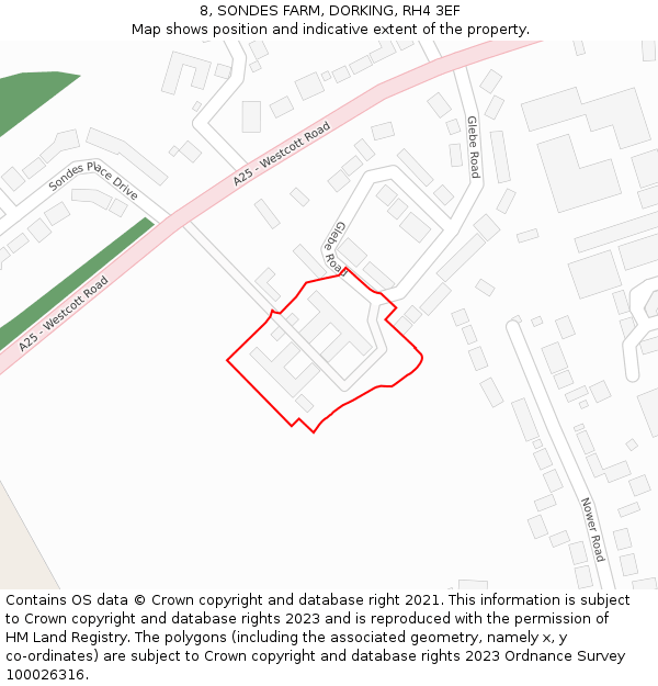 8, SONDES FARM, DORKING, RH4 3EF: Location map and indicative extent of plot