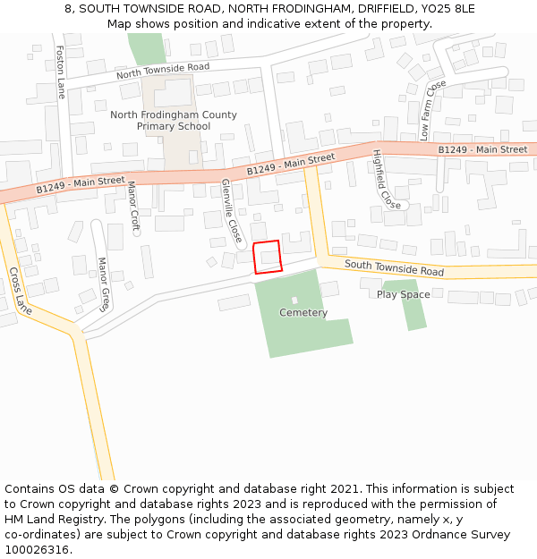 8, SOUTH TOWNSIDE ROAD, NORTH FRODINGHAM, DRIFFIELD, YO25 8LE: Location map and indicative extent of plot