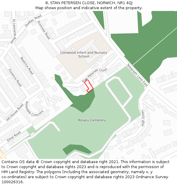 8, STAN PETERSEN CLOSE, NORWICH, NR1 4QJ: Location map and indicative extent of plot