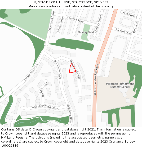 8, STANDRICK HILL RISE, STALYBRIDGE, SK15 3RT: Location map and indicative extent of plot