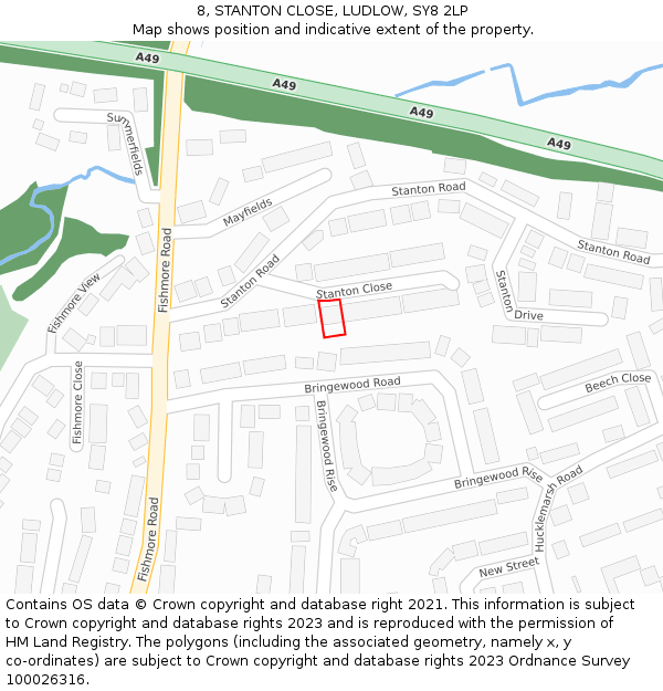 8, STANTON CLOSE, LUDLOW, SY8 2LP: Location map and indicative extent of plot