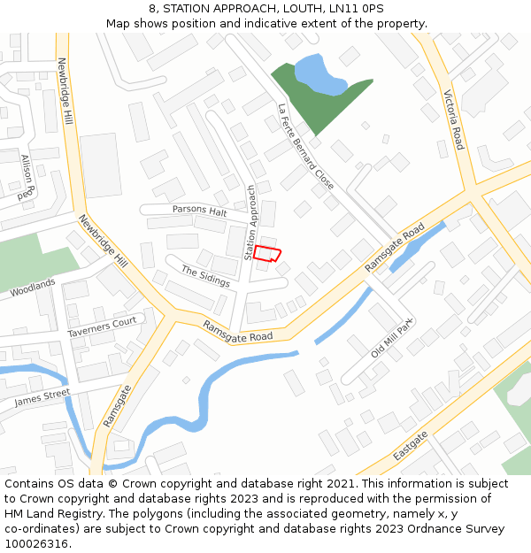 8, STATION APPROACH, LOUTH, LN11 0PS: Location map and indicative extent of plot