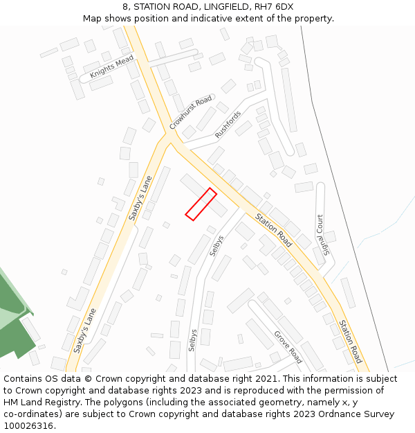8, STATION ROAD, LINGFIELD, RH7 6DX: Location map and indicative extent of plot