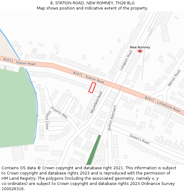 8, STATION ROAD, NEW ROMNEY, TN28 8LG: Location map and indicative extent of plot