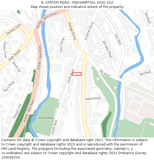 8, STATION ROAD, OKEHAMPTON, EX20 1DZ: Location map and indicative extent of plot