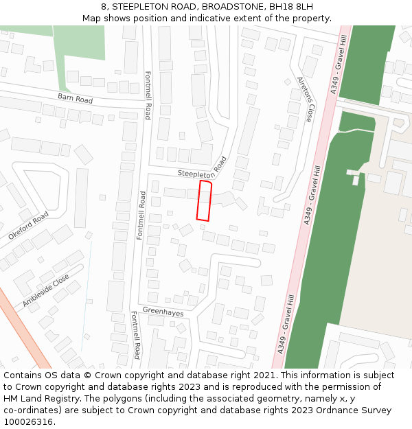 8, STEEPLETON ROAD, BROADSTONE, BH18 8LH: Location map and indicative extent of plot