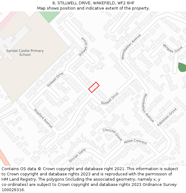 8, STILLWELL DRIVE, WAKEFIELD, WF2 6HF: Location map and indicative extent of plot