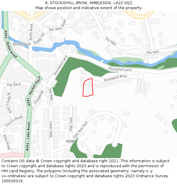 8, STOCKGHYLL BROW, AMBLESIDE, LA22 0QZ: Location map and indicative extent of plot