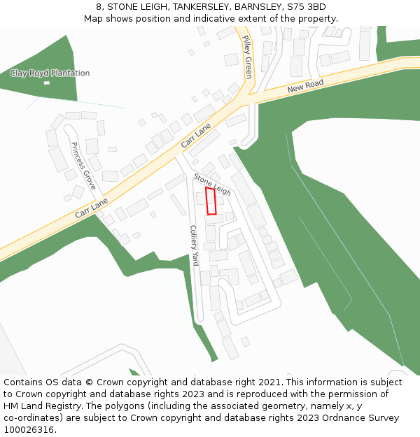 8, STONE LEIGH, TANKERSLEY, BARNSLEY, S75 3BD: Location map and indicative extent of plot