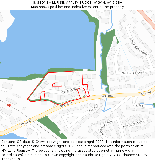 8, STONEMILL RISE, APPLEY BRIDGE, WIGAN, WN6 9BH: Location map and indicative extent of plot