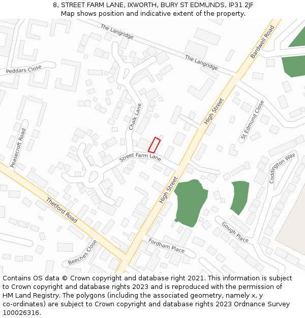 8, STREET FARM LANE, IXWORTH, BURY ST EDMUNDS, IP31 2JF: Location map and indicative extent of plot