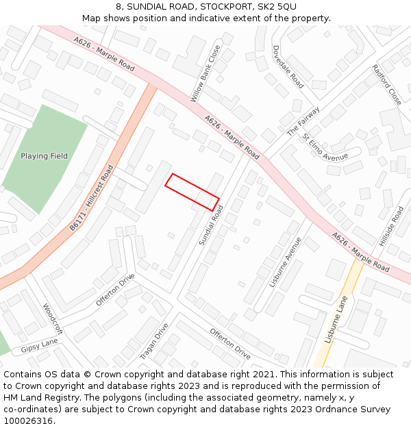 8, SUNDIAL ROAD, STOCKPORT, SK2 5QU: Location map and indicative extent of plot