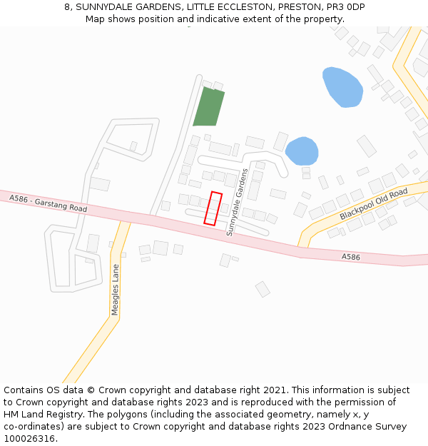 8, SUNNYDALE GARDENS, LITTLE ECCLESTON, PRESTON, PR3 0DP: Location map and indicative extent of plot