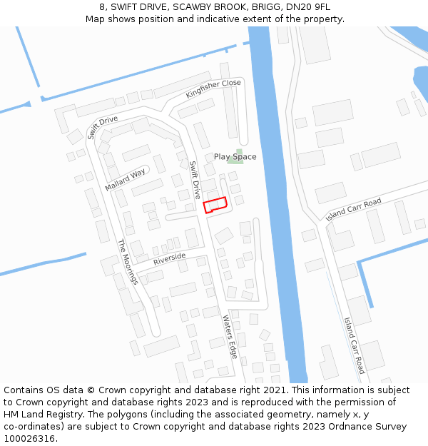 8, SWIFT DRIVE, SCAWBY BROOK, BRIGG, DN20 9FL: Location map and indicative extent of plot