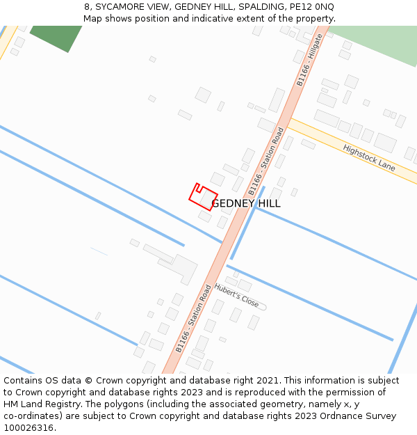 8, SYCAMORE VIEW, GEDNEY HILL, SPALDING, PE12 0NQ: Location map and indicative extent of plot