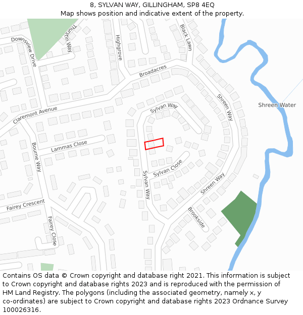 8, SYLVAN WAY, GILLINGHAM, SP8 4EQ: Location map and indicative extent of plot