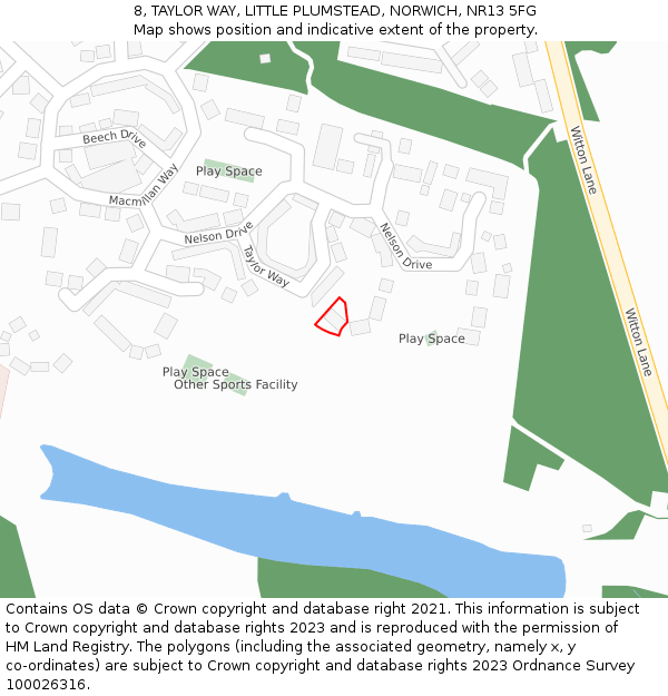 8, TAYLOR WAY, LITTLE PLUMSTEAD, NORWICH, NR13 5FG: Location map and indicative extent of plot