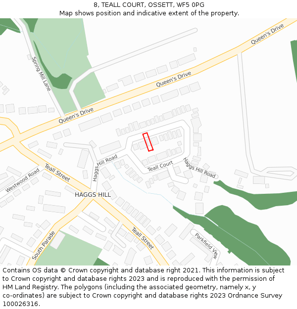 8, TEALL COURT, OSSETT, WF5 0PG: Location map and indicative extent of plot