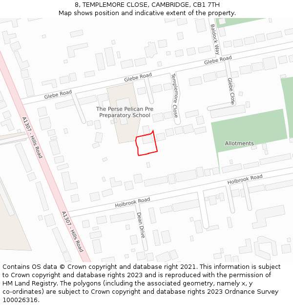 8, TEMPLEMORE CLOSE, CAMBRIDGE, CB1 7TH: Location map and indicative extent of plot